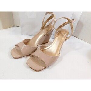 Nine West Namie Wedge Heels  Women's sz 8 M Light Natural  Faux Patent
